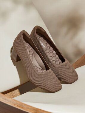 Vivaia Melody Pro Square Toe Chunky Block Heel Pumps Slip Ons Slip-Ins 7.5 Comfy